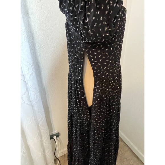 Things Between Women’s Dress Size M Black Floral Puff Sleeve Square Neck Maxi - Picture 6 of 10